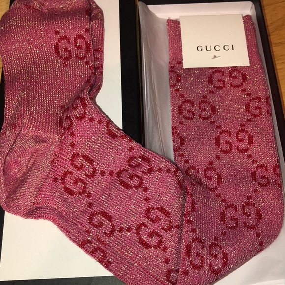 pink glitter gucci socks